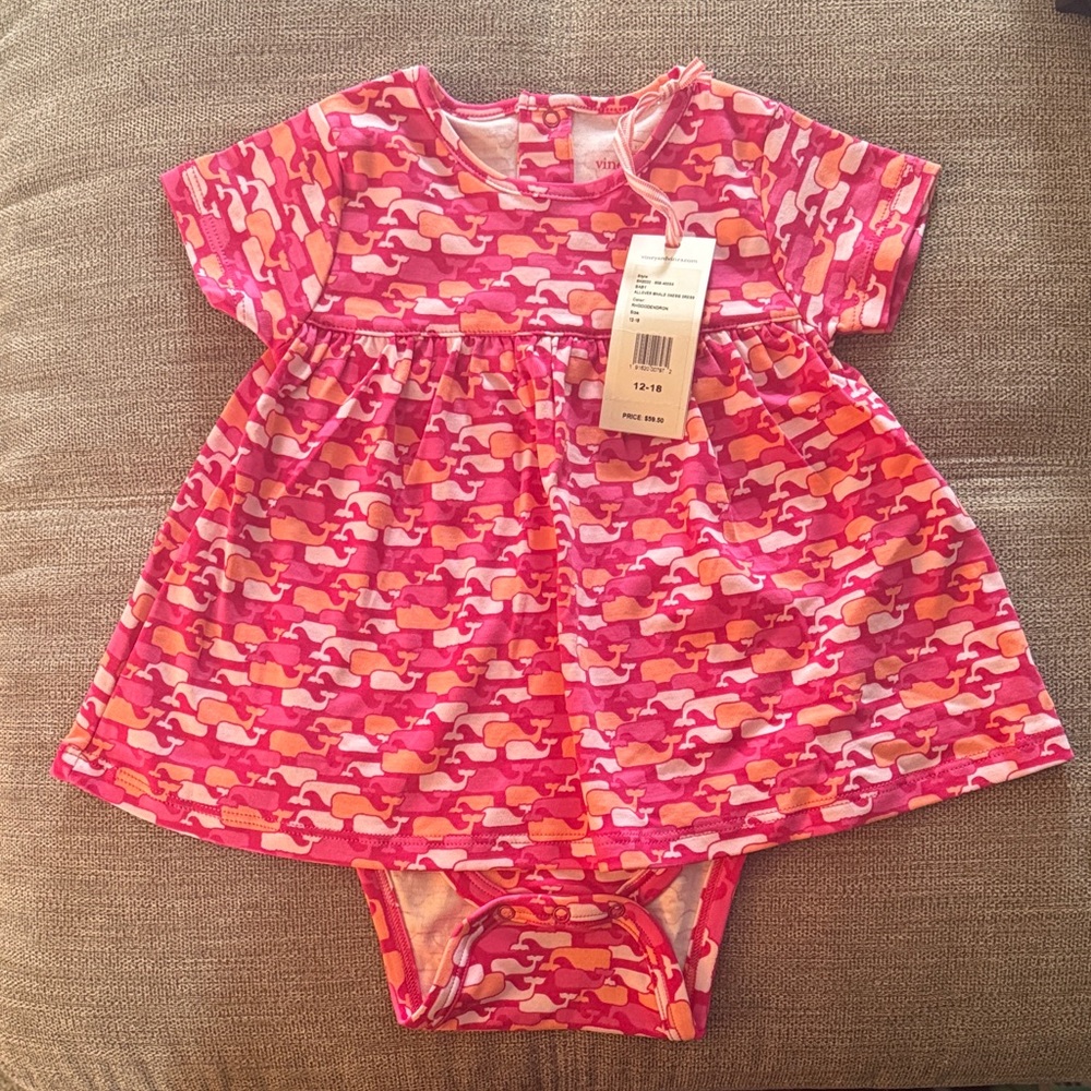 Vineyard VinesPink and Orange Baby Dress with Onesie